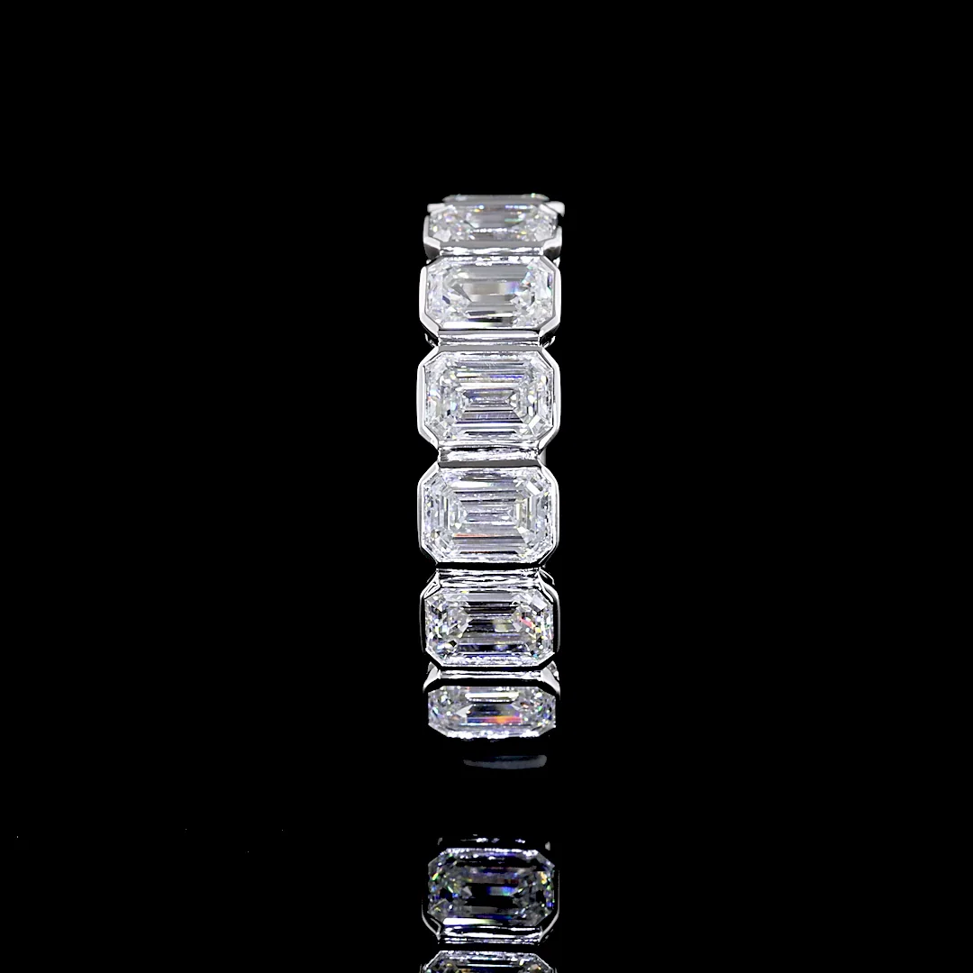 1.91 Cts 14k White Gold Emerald Shape Half Eternity Eternity Band - Image 4