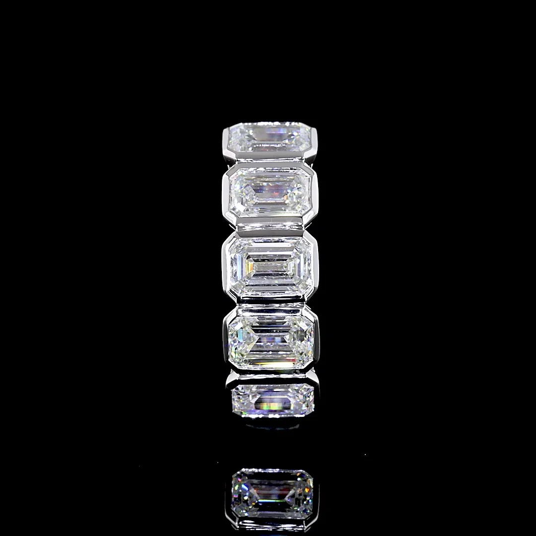 2.99 Cts 14k White Gold Emerald Shape 5 Stones Eternity Band - Image 4