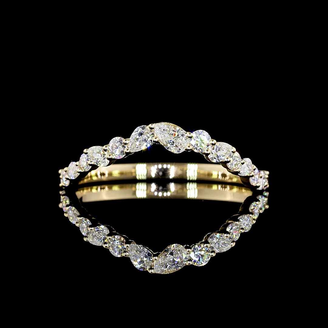 0.42 Cts 14k Yellow Gold Mix Shape Half Eternity Eternity Band - Video