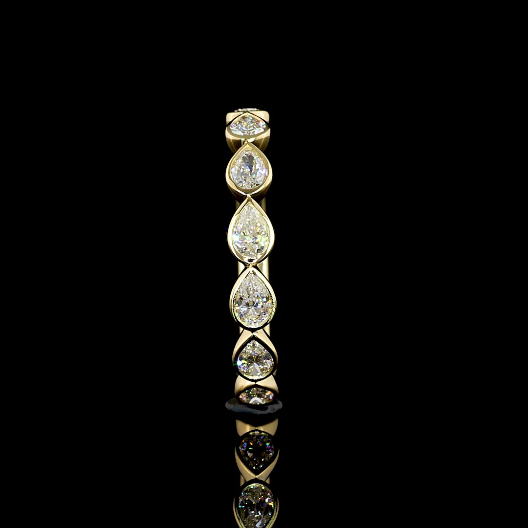 0.83 Cts 14k Yellow Gold Pear Shape 3/4 Band Eternity Band - Image 4