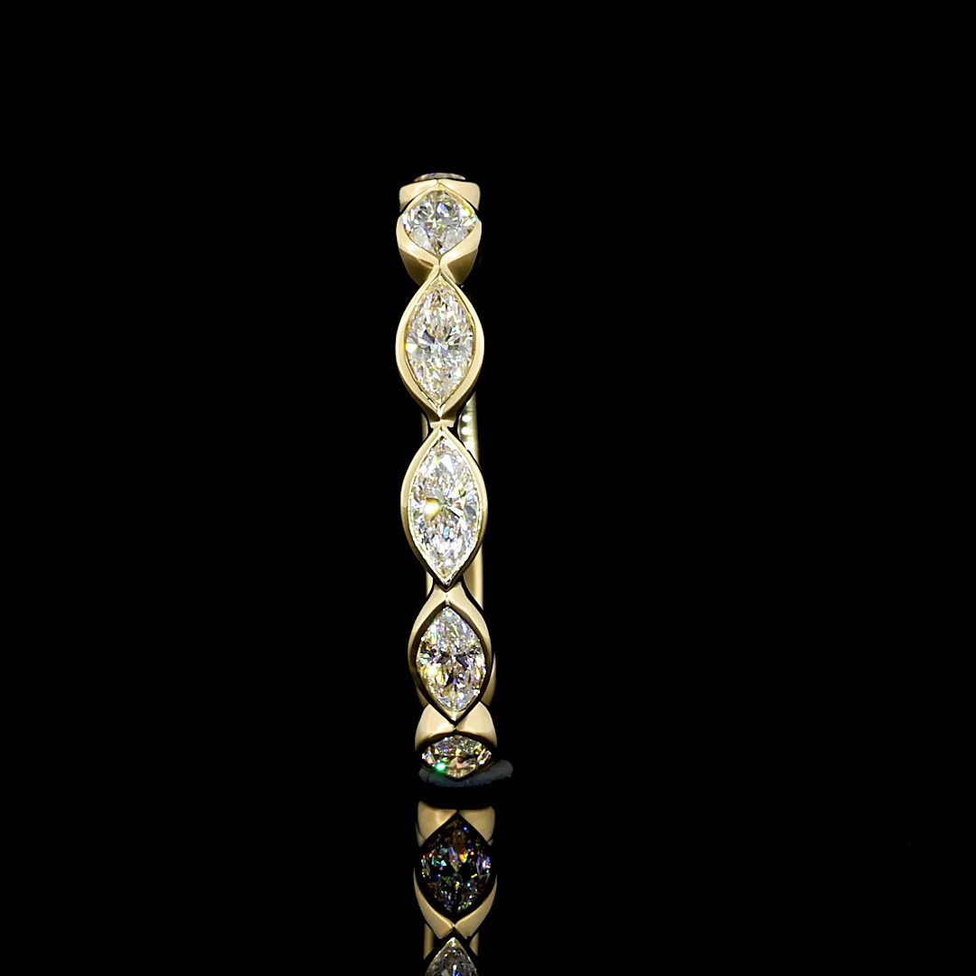 0.77 Cts 14k Yellow Gold Marquise Shape 3/4 Band Eternity Band - Image 4