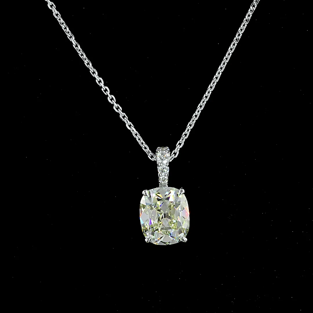 2.12 Cts 14k White Gold Antique Cushion Shape Pendant Pendant - Image 3
