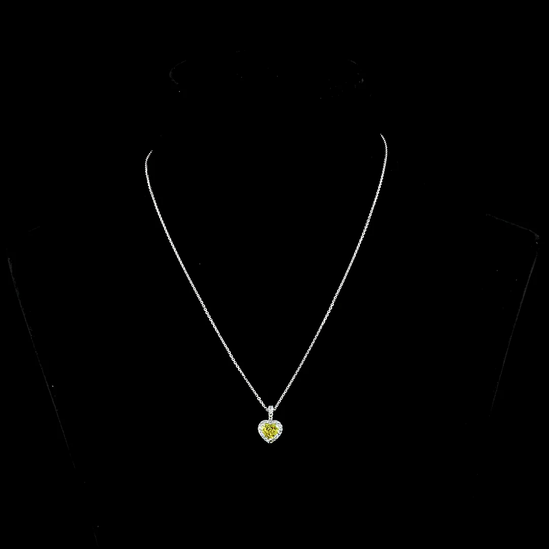 1.27 Cts 14k White Gold Heart Shape Halo Pendant - Video
