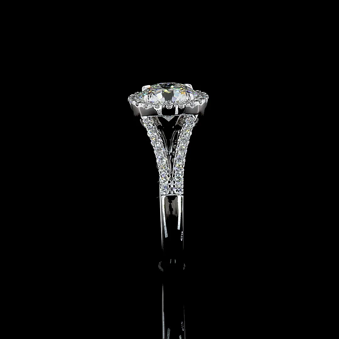 2.04 Cts 14k White Gold Round Shape Split Shank Ring - Image 2