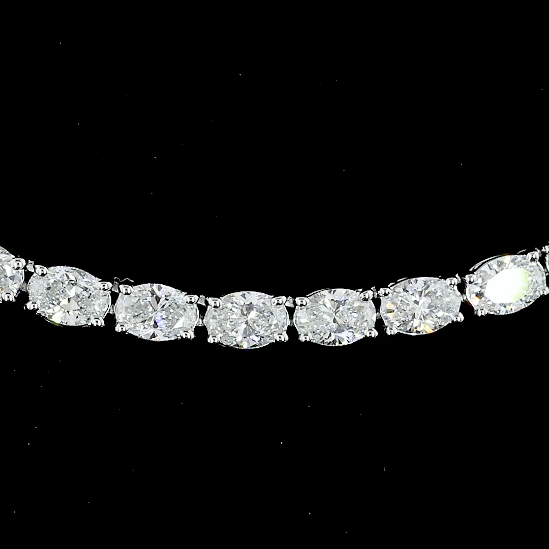 7.18 Cts 14k White Gold Oval Shape Tennis Necklace - Image 2