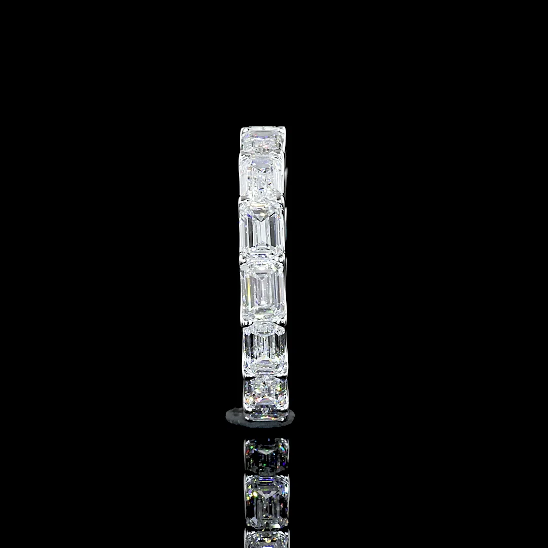 3.01 Cts 14k White Gold Emerald Shape Eternity Band Eternity Band - Image 3