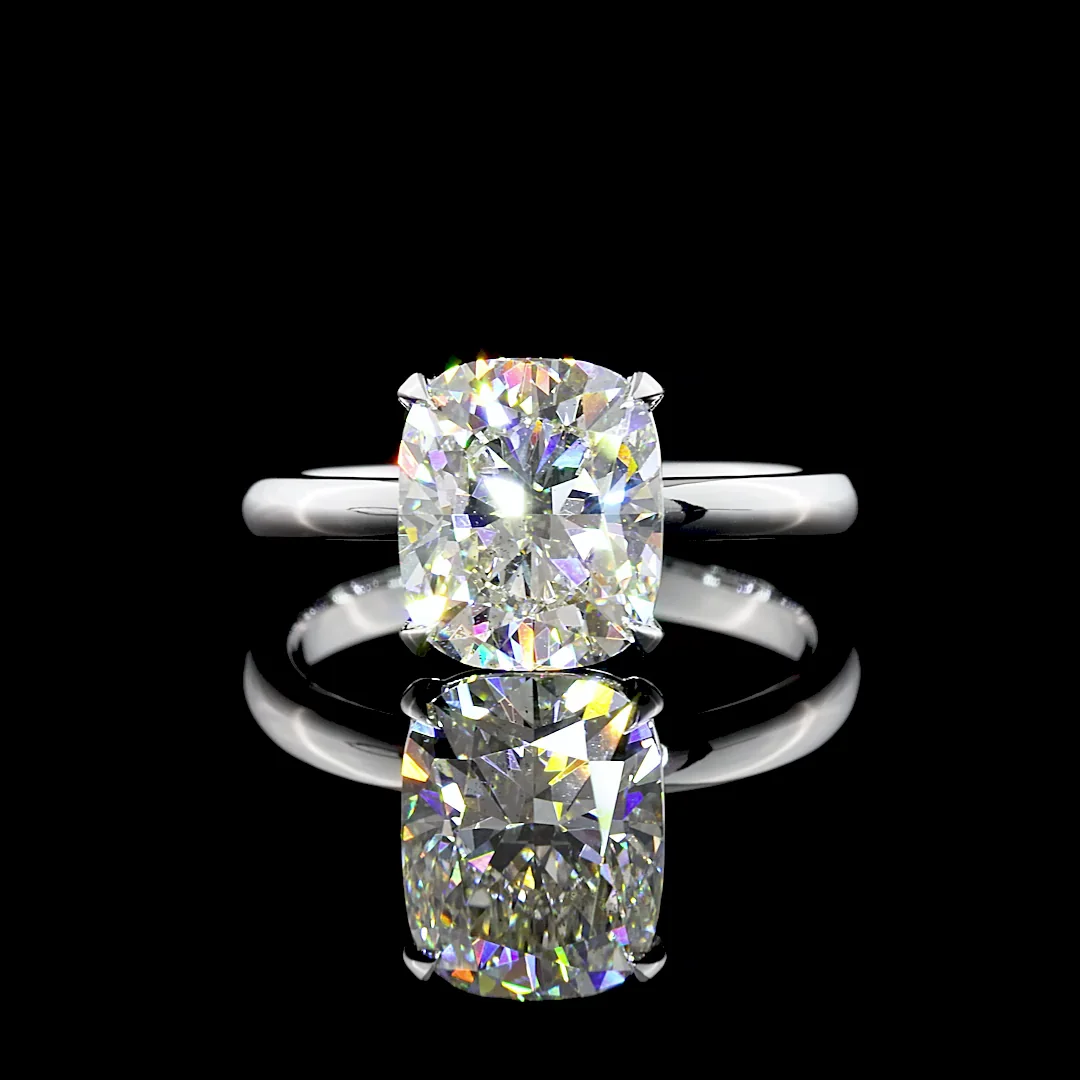 2.73 Cts 14k White Gold Cushion Modified Shape Solitaire Ring - Video
