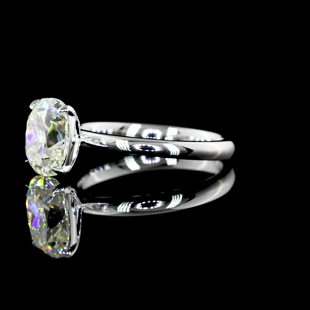 2.02 Cts 14k White Gold Antique Cushion Shape Solitaire Ring - Image 3