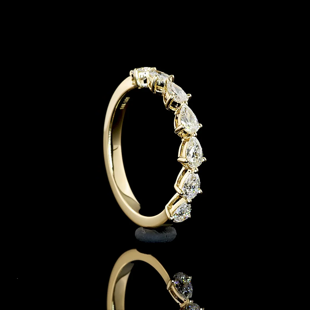 0.62 Cts 14k Yellow Gold Pear Shape Half Eternity Eternity Band - Image 3