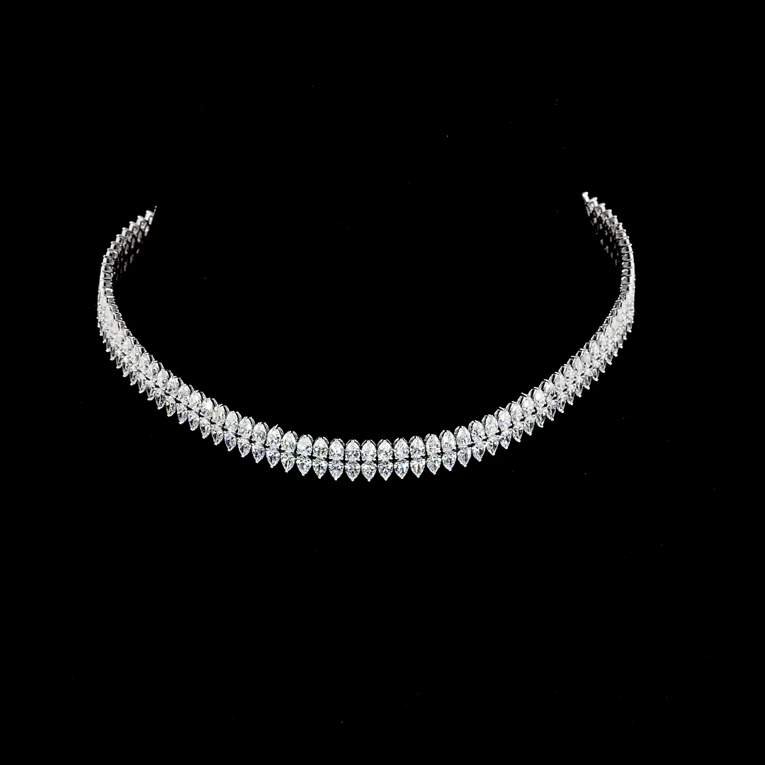 30.98 Cts 14k White Gold Pear Shape Tennis Necklace - Image 2