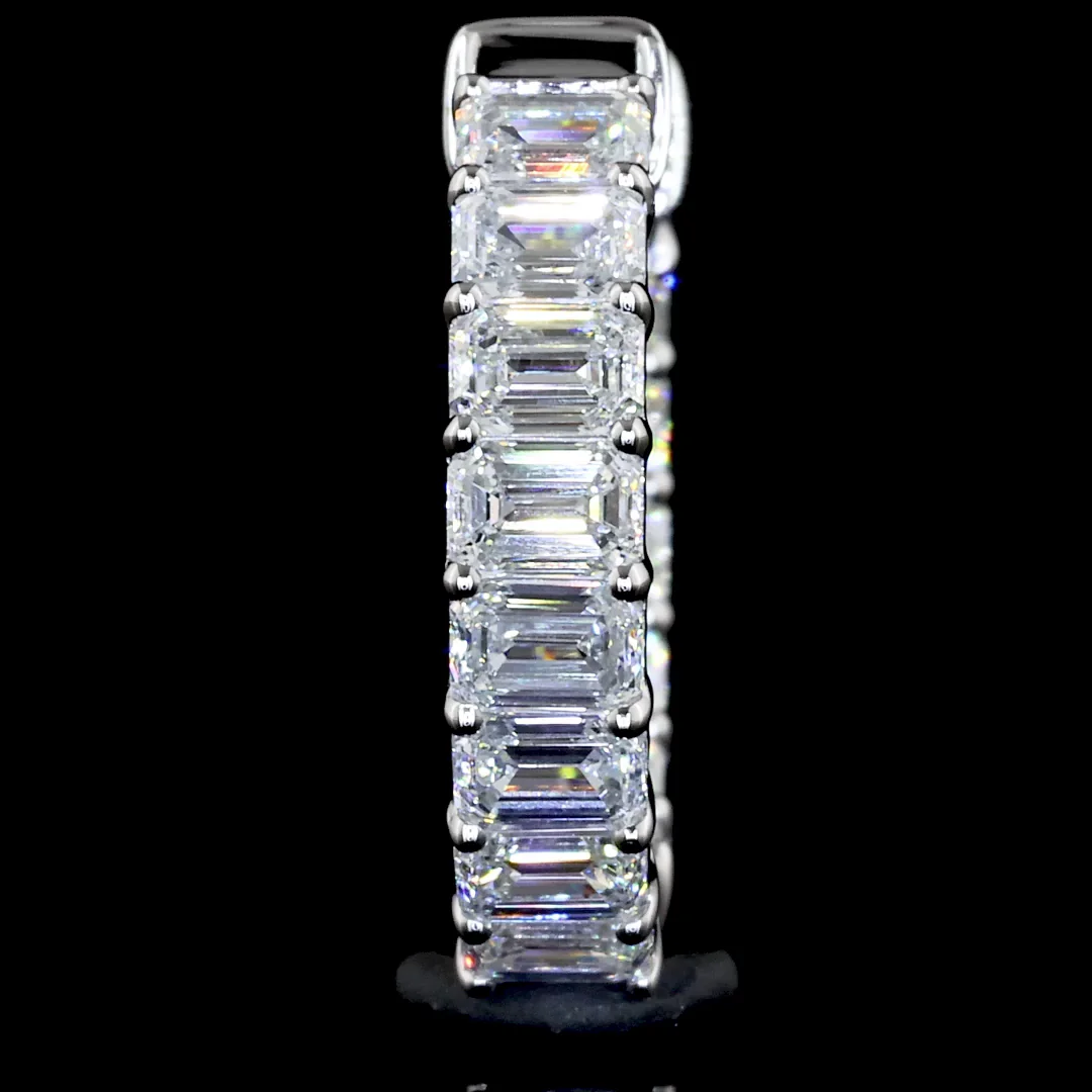 1.88 Cts 14k White Gold Emerald Shape Huggies Earring - Image 3