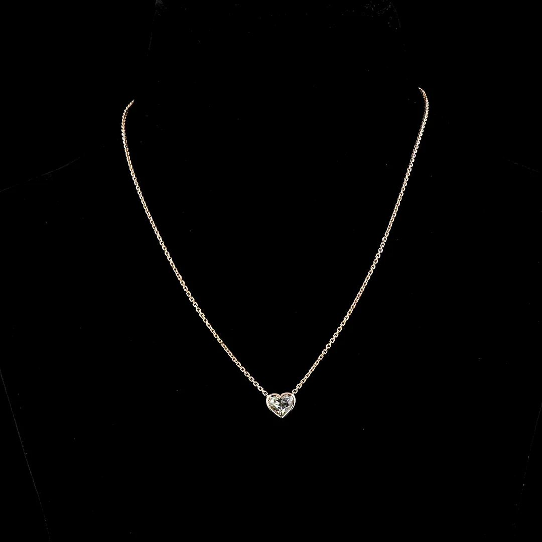 1.57 Cts 14k Rose Gold Heart Shape Solitaire Pendant - Video