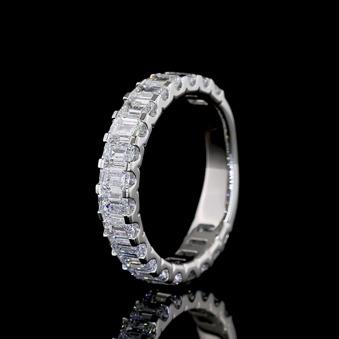 2.16 Cts Platinum Emerald Shape 3/4 Band Eternity Band - Image 4