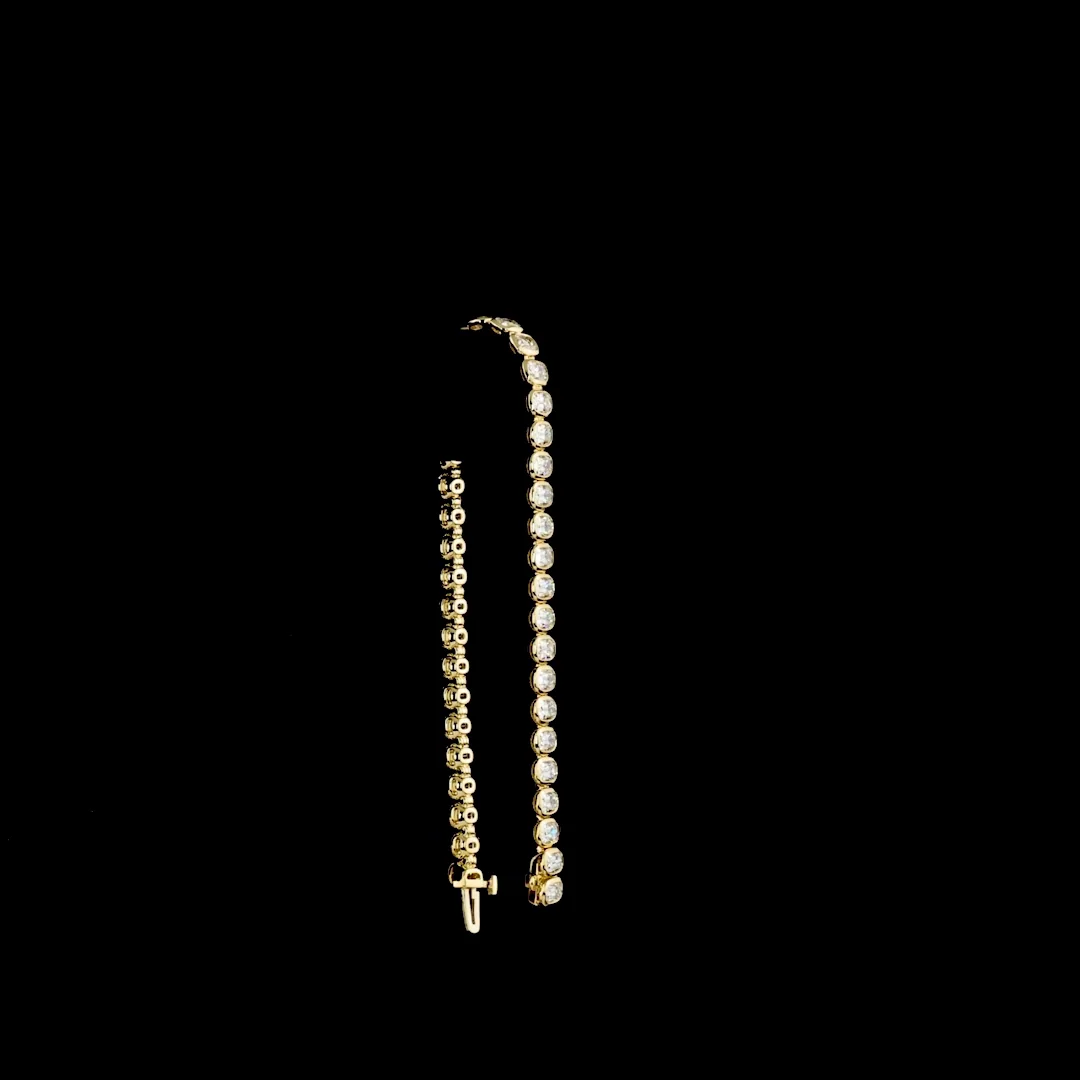 8.69 Cts 14k Yellow Gold Antique Cushion Shape Tennis Bracelet - Image 3