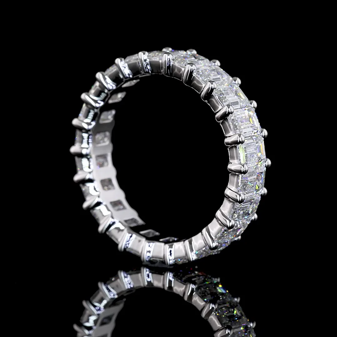 3.84 Cts 14k White Gold Emerald Shape Eternity Band Eternity Band - Image 2