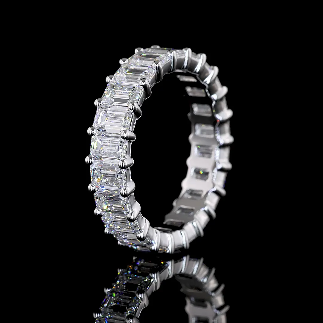 3.84 Cts 14k White Gold Emerald Shape Eternity Band Eternity Band - Image 4
