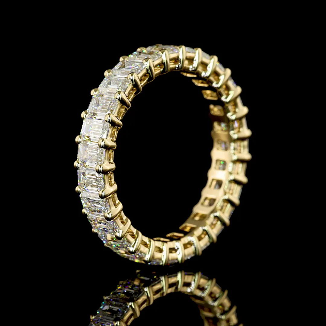 2.93 Cts 14k Yellow Gold Emerald Shape Eternity Band Eternity Band - Image 4