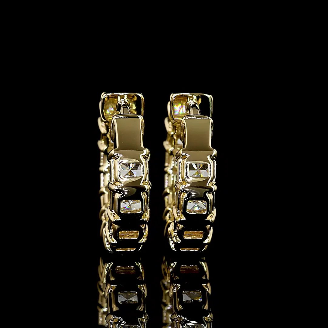 3.4 Cts 14k Yellow Gold Radiant Shape Huggies Earring - Image 4