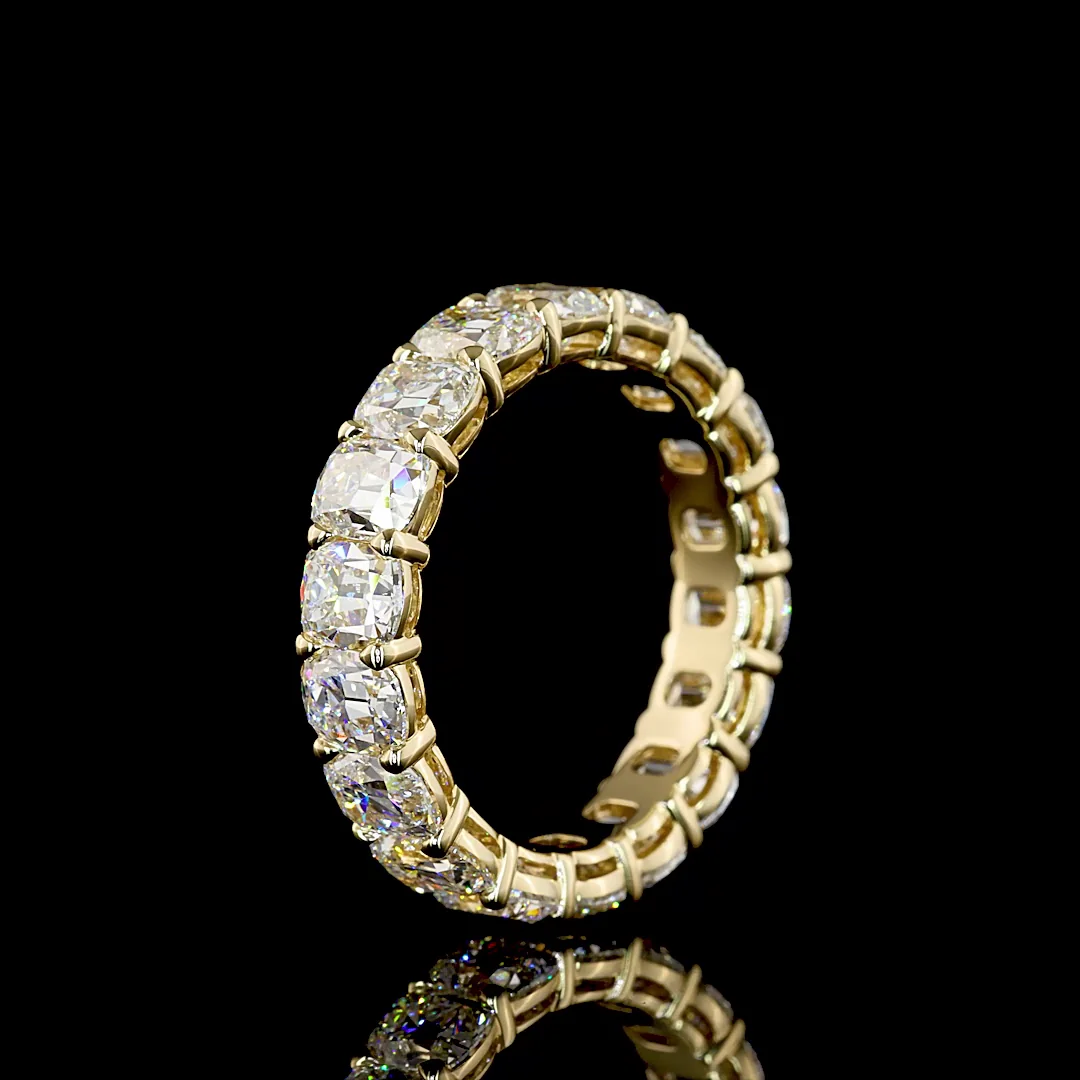 8.05 Cts 14k Yellow Gold Antique Cushion Shape Eternity Band Eternity Band - Image 4