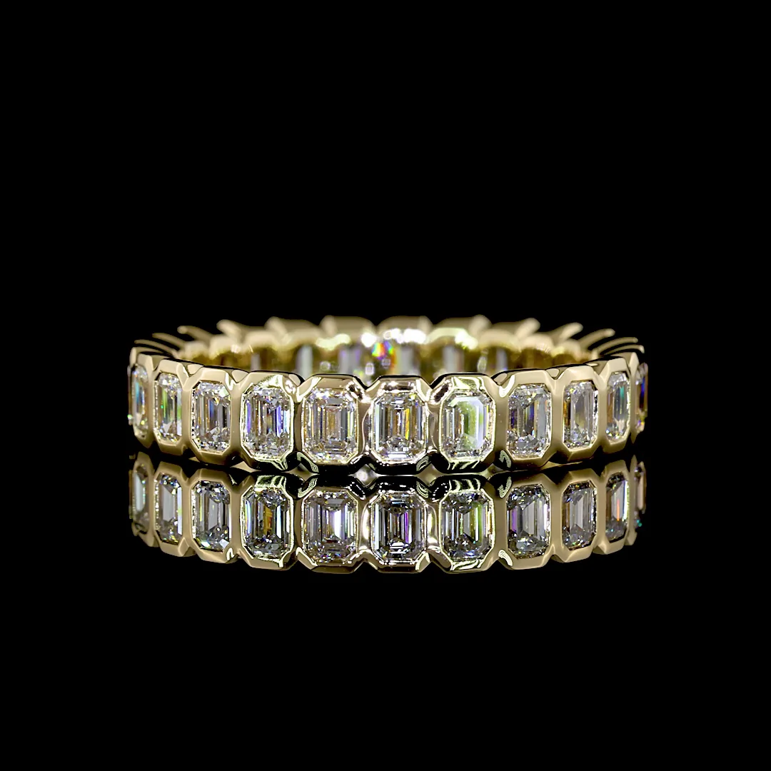 1.7 Cts 14k Yellow Gold Emerald Shape Eternity Band Eternity Band - Video