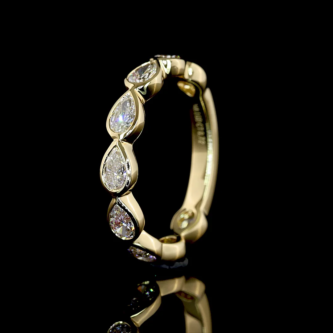 0.72 Cts 14k Yellow Gold Pear Shape 3/4 Band Eternity Band - Image 4