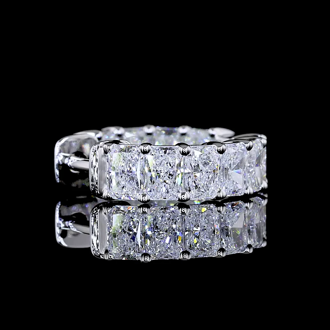 2.3 Cts 14k White Gold Radiant Shape Huggies Earring - Image 2