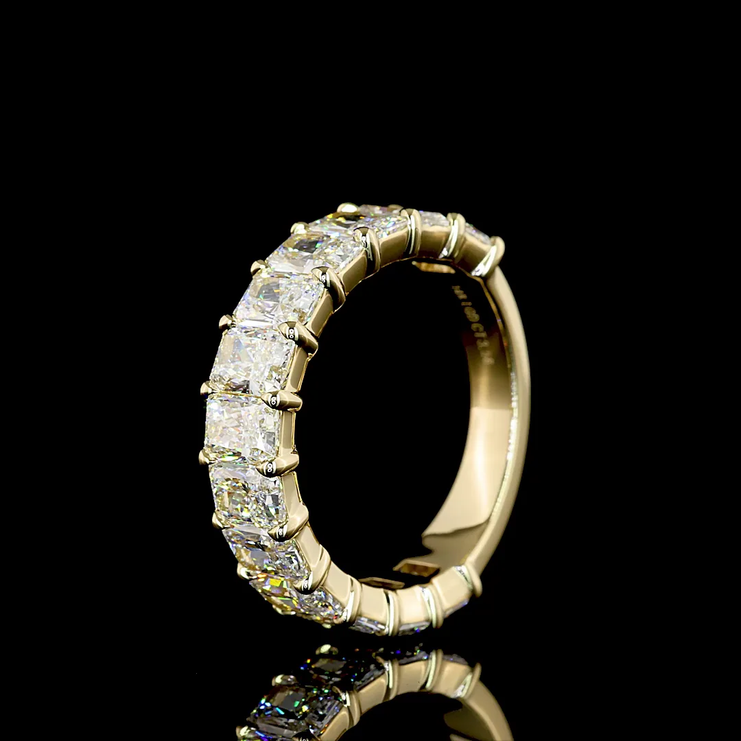 3.56 Cts 14k Yellow Gold Radiant Shape 3/4 Band Eternity Band - Image 4