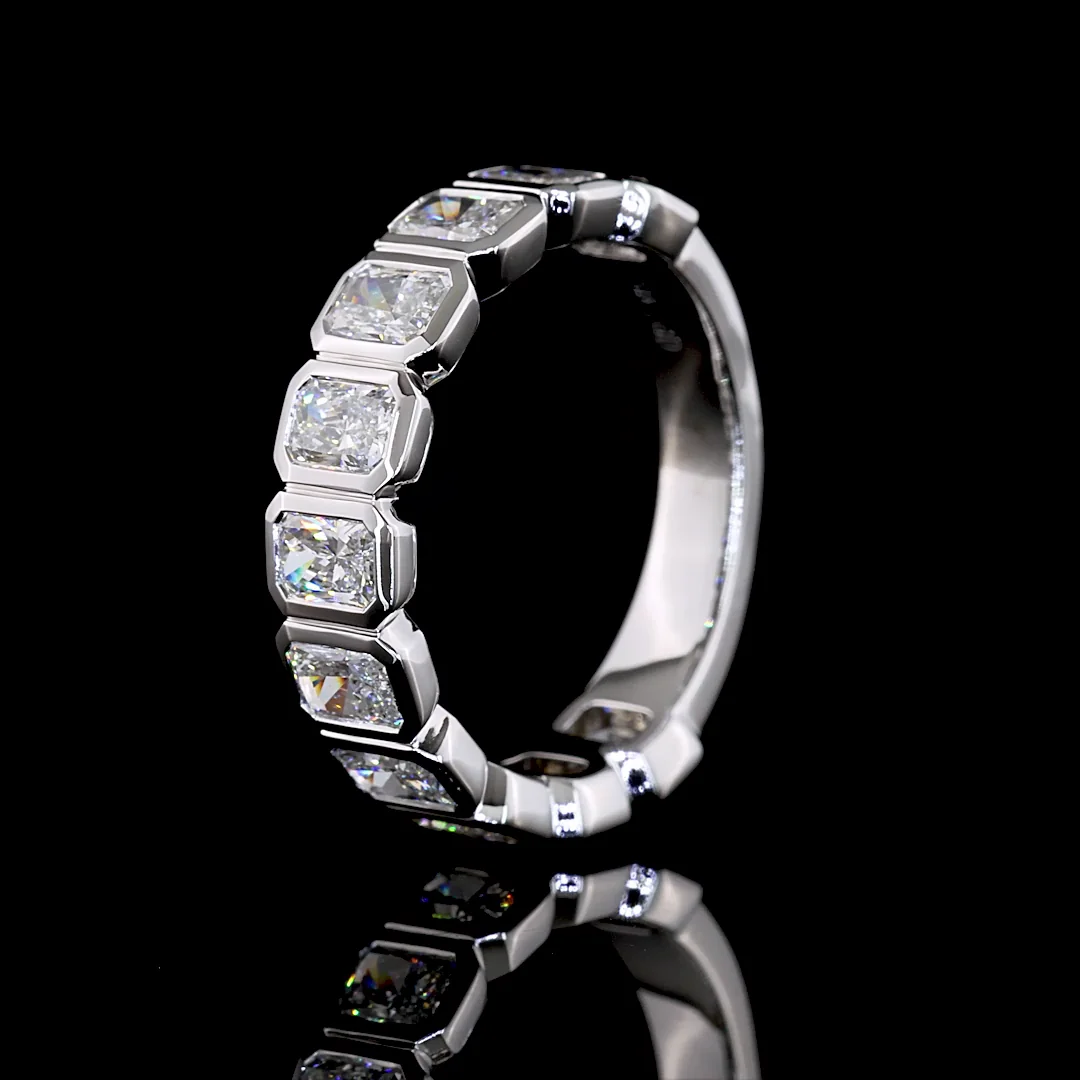 2.23 Cts 14k White Gold Radiant Shape 3/4 Band Eternity Band - Image 4