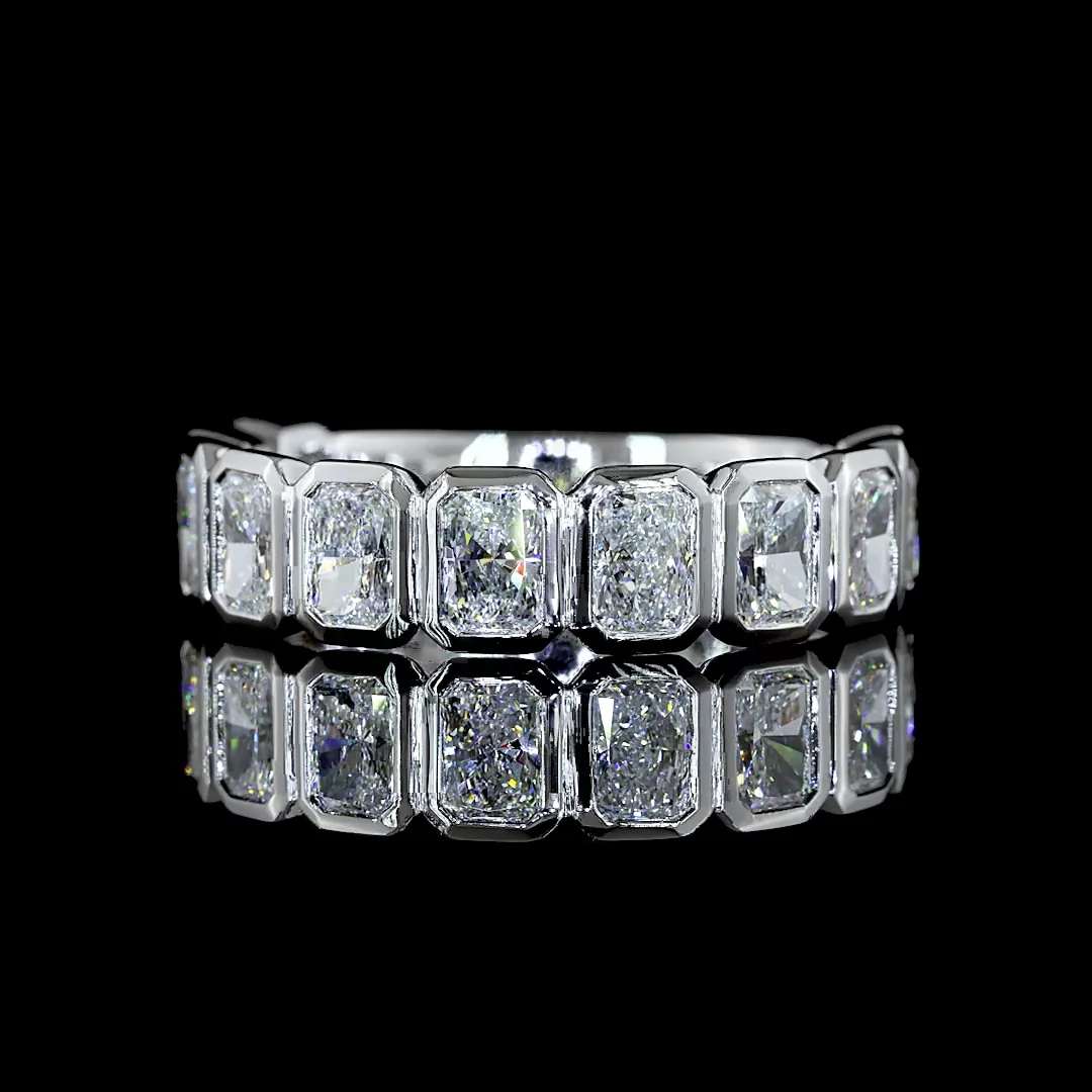 2.23 Cts 14k White Gold Radiant Shape 3/4 Band Eternity Band - Video