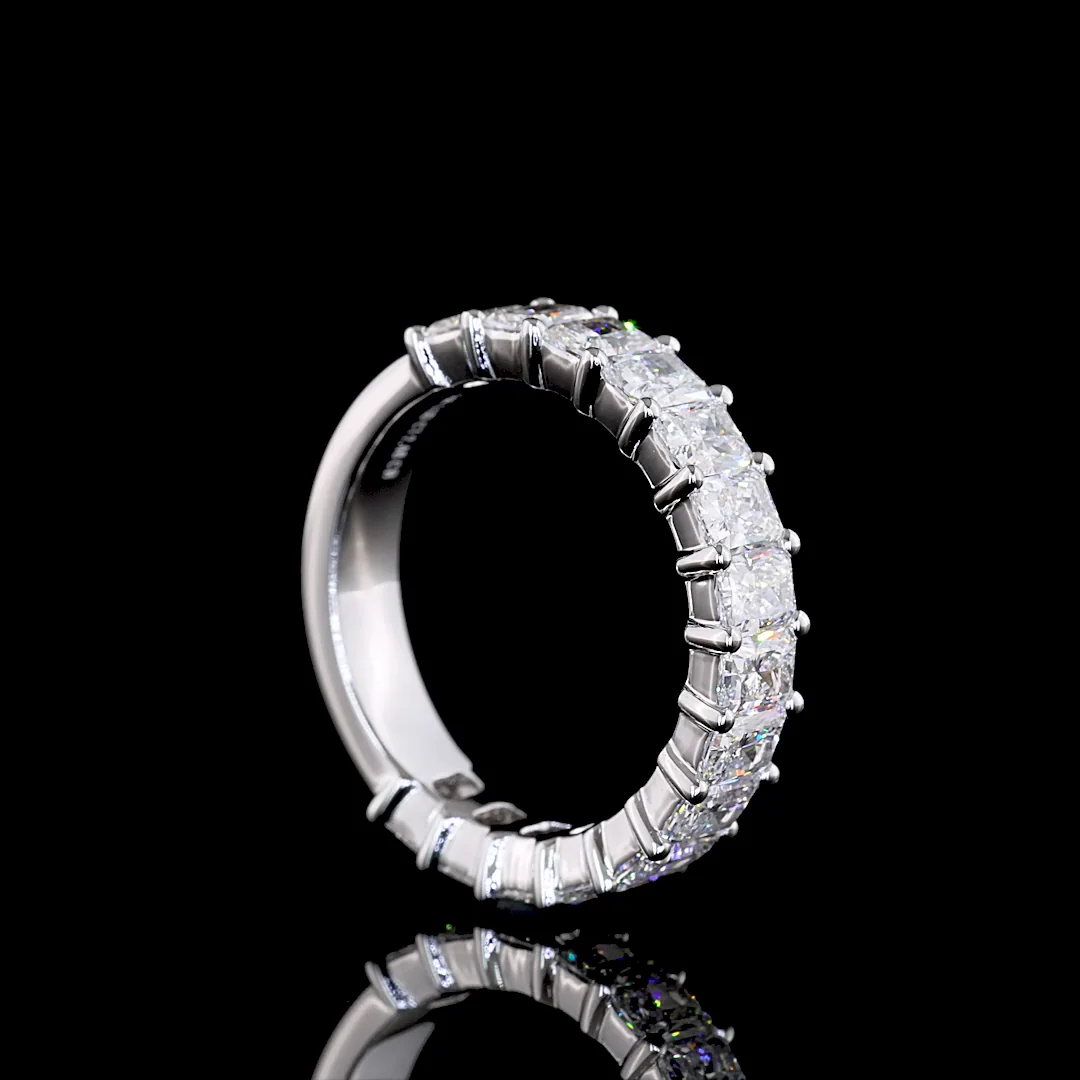 2.48 Cts 14k White Gold Radiant Shape 3/4 Band Eternity Band - Image 2
