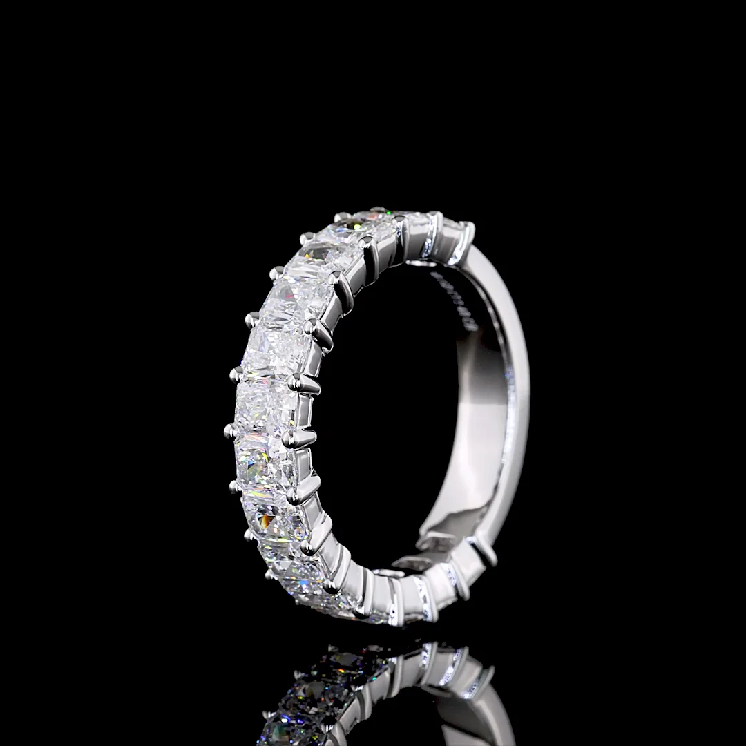 2.48 Cts 14k White Gold Radiant Shape 3/4 Band Eternity Band - Image 4