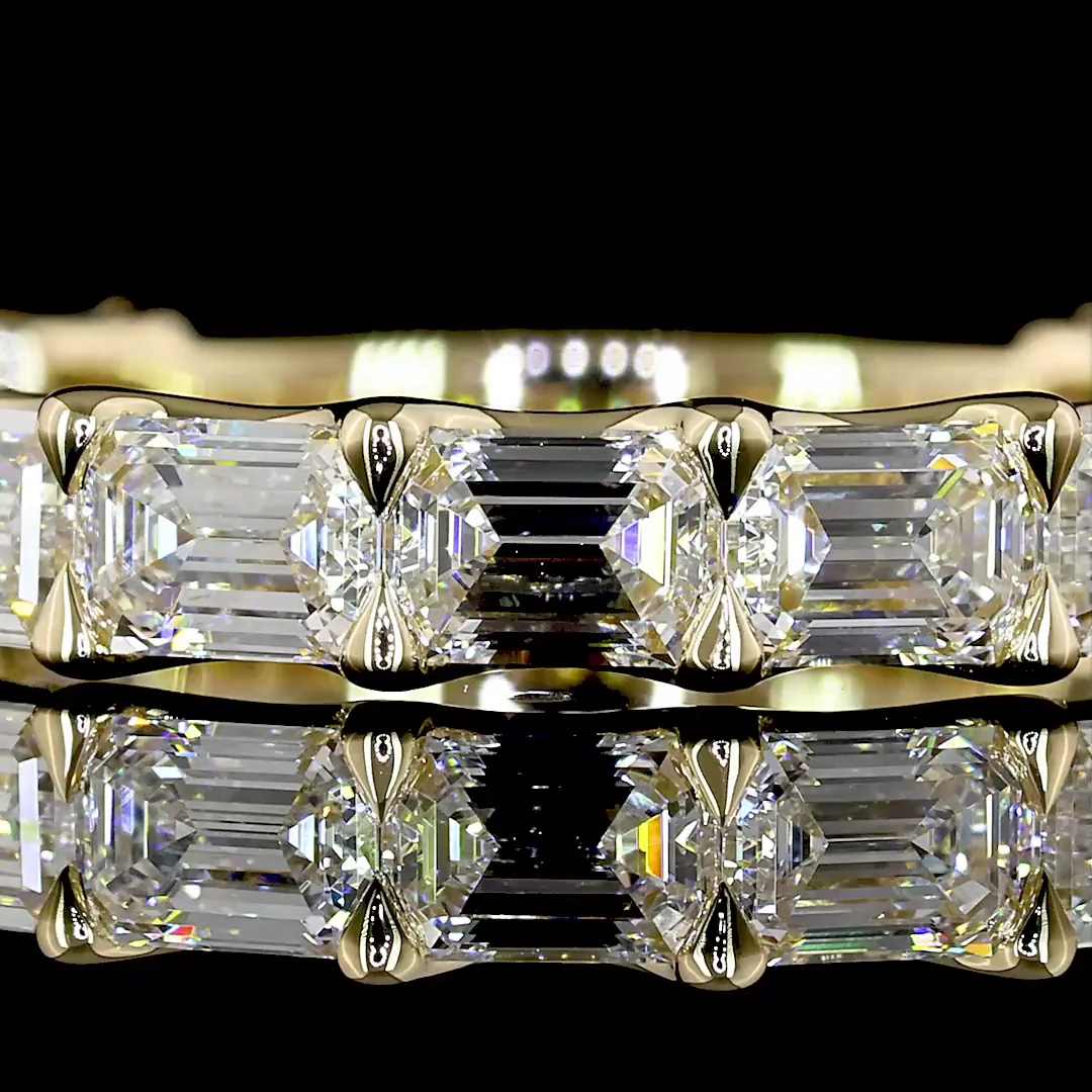 2.59 Cts 14k Yellow Gold Emerald Shape 3/4 Band Eternity Band - Image 3