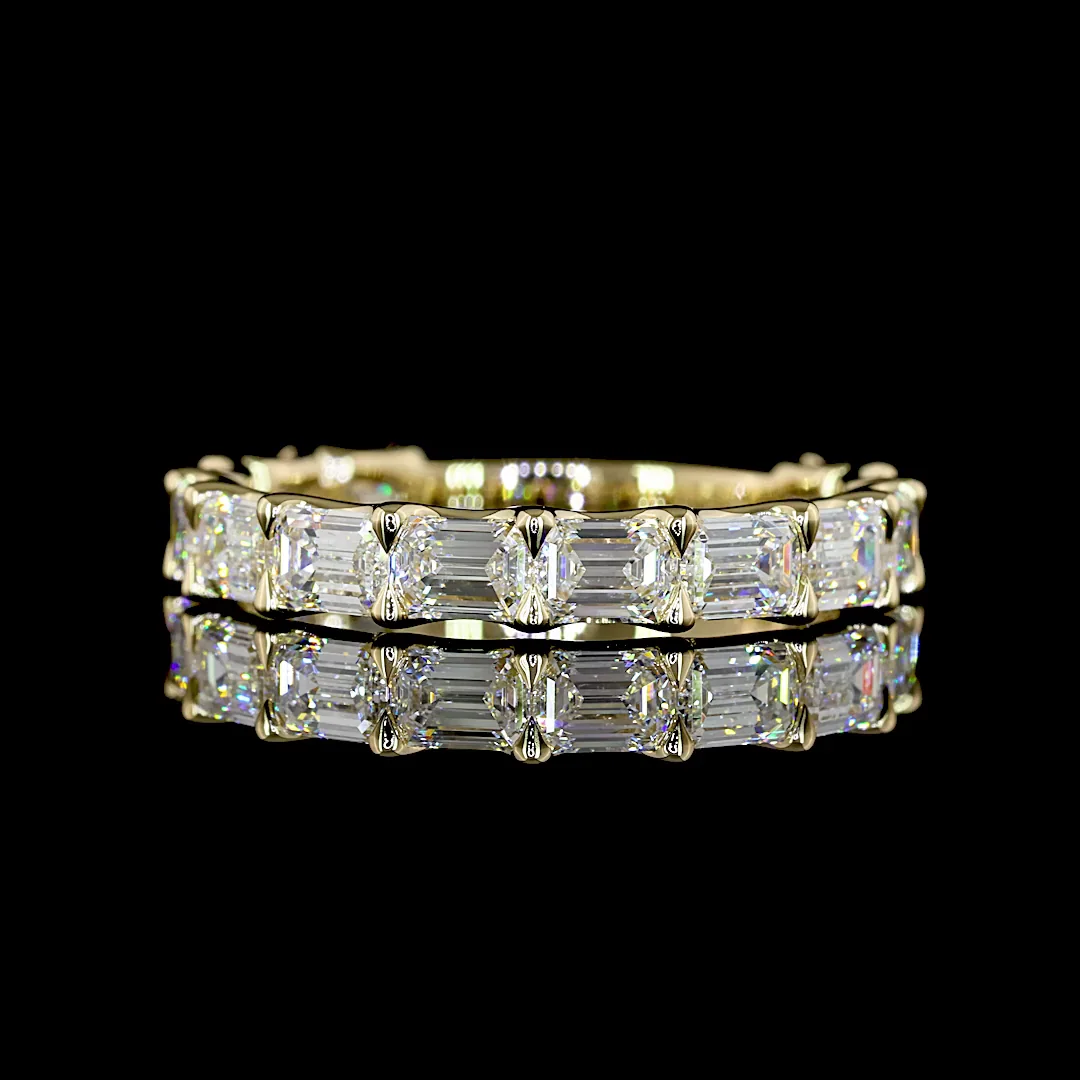 2.59 Cts 14k Yellow Gold Emerald Shape 3/4 Band Eternity Band - Video