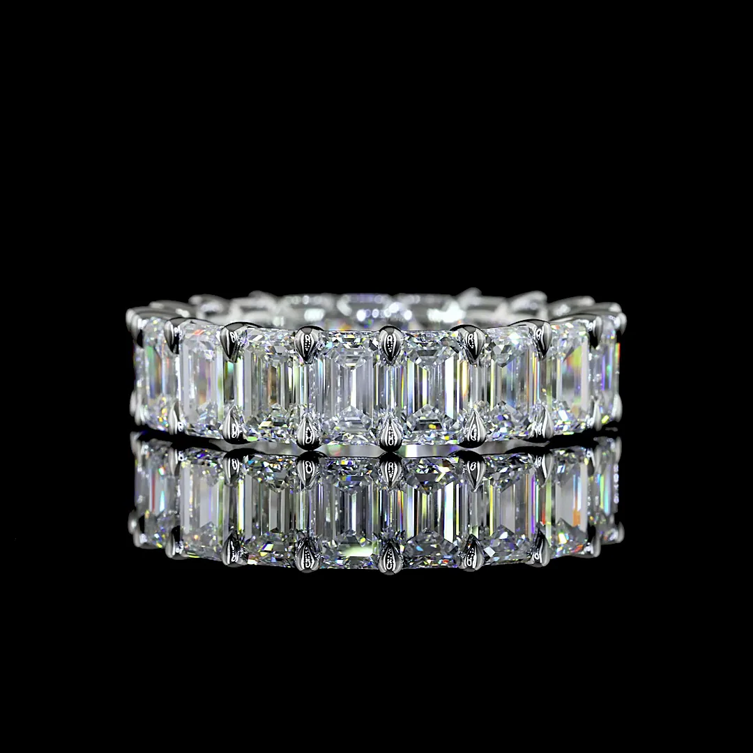 11.28 Cts Platinum Emerald Shape Eternity Band Eternity Band - Video