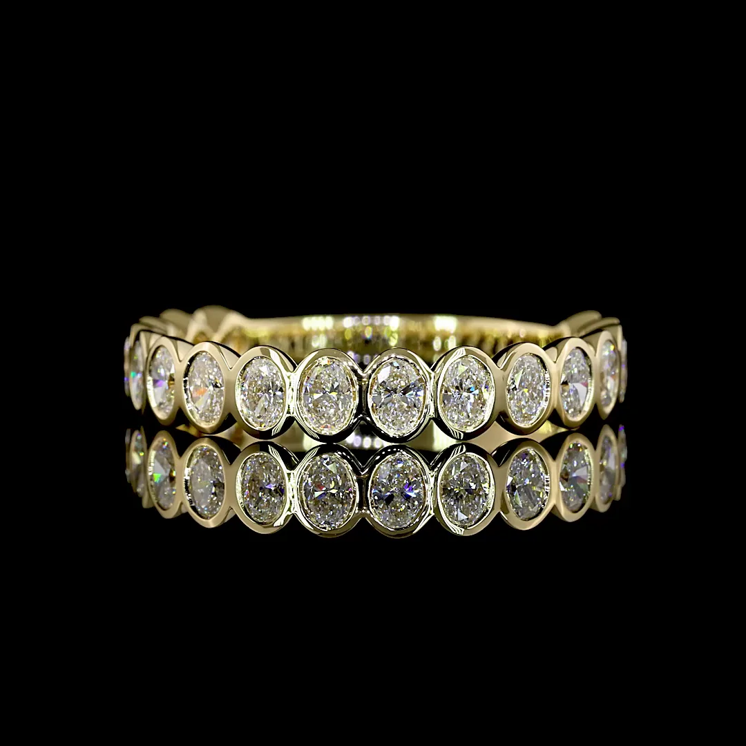 0.97 Cts 14k Yellow Gold Oval Shape 3/4 Band Eternity Band - Video
