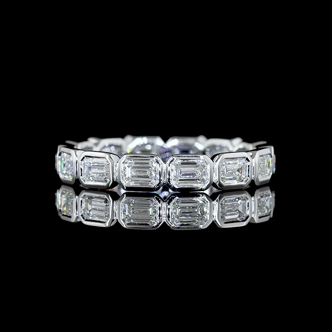 1.37 Cts 14k White Gold Emerald Shape Eternity Band Eternity Band - Video