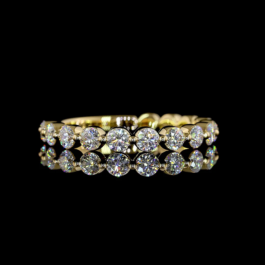0.87 Cts 18k Yellow Gold Round Shape 3/4 Band Eternity Band - Video