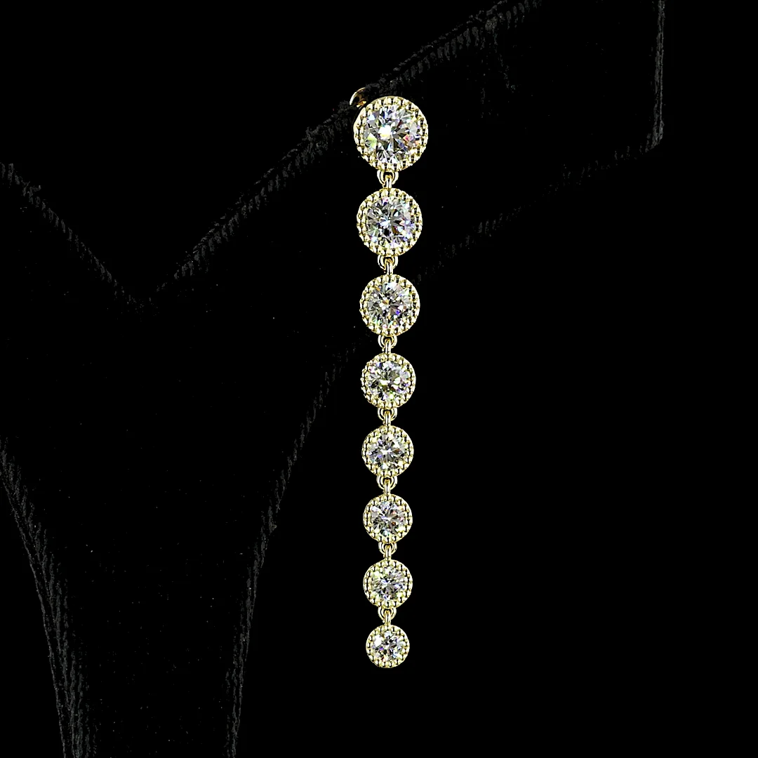 3.54 Cts 14k Yellow Gold Round Shape Hanging Earring - Image 3