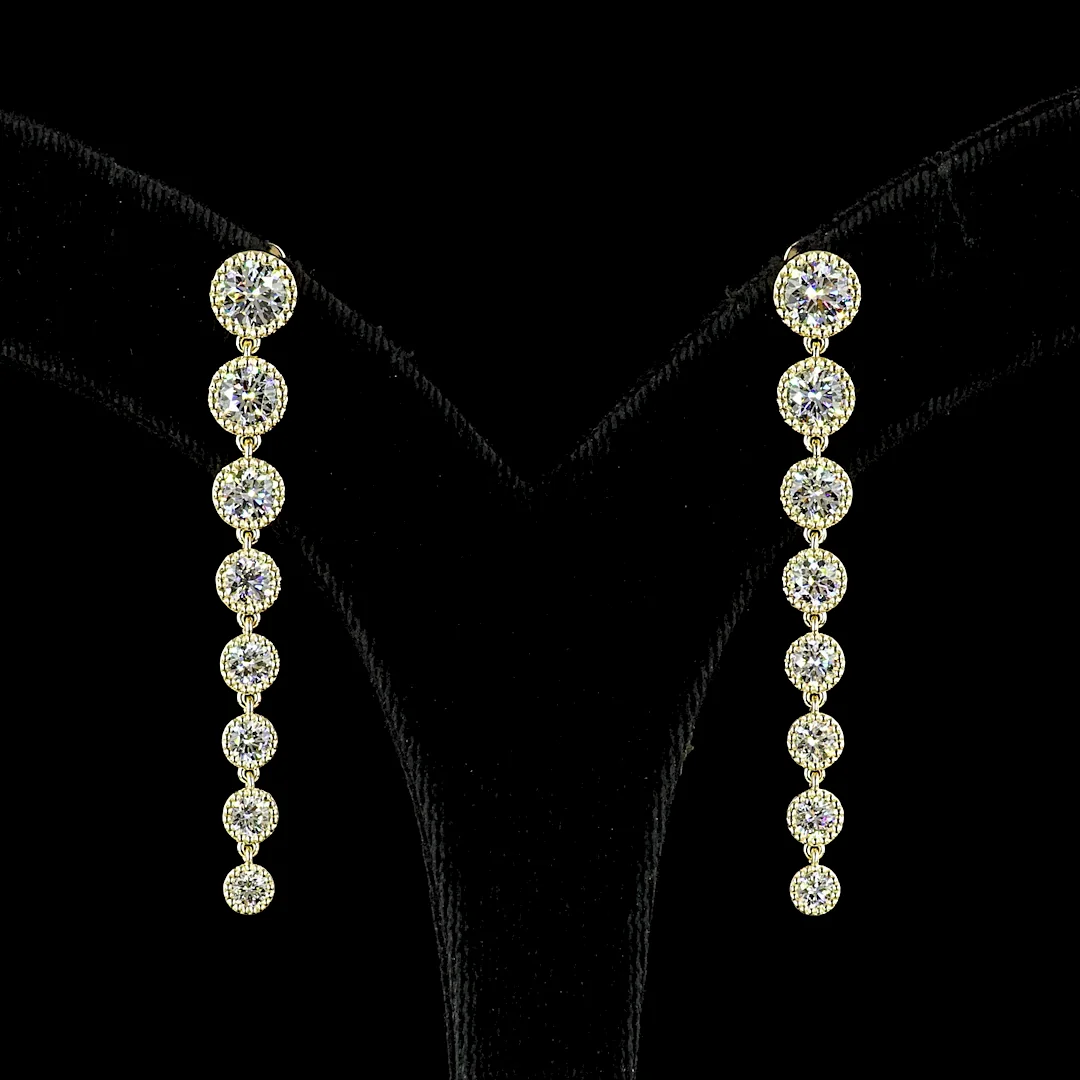 3.54 Cts 14k Yellow Gold Round Shape Hanging Earring - Video