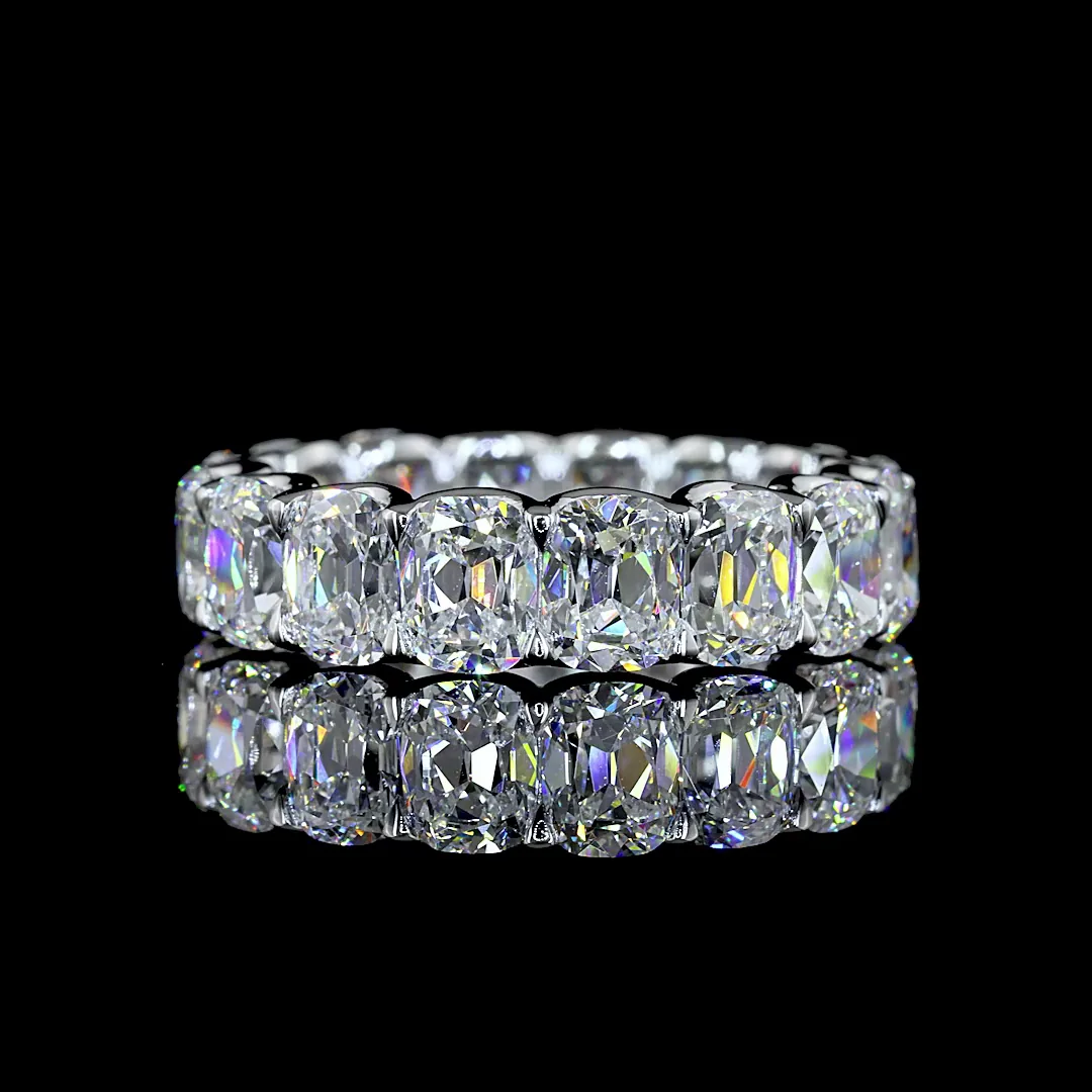 6.31 Cts 14k White Gold Antique Cushion Shape Eternity Band Eternity Band - Video