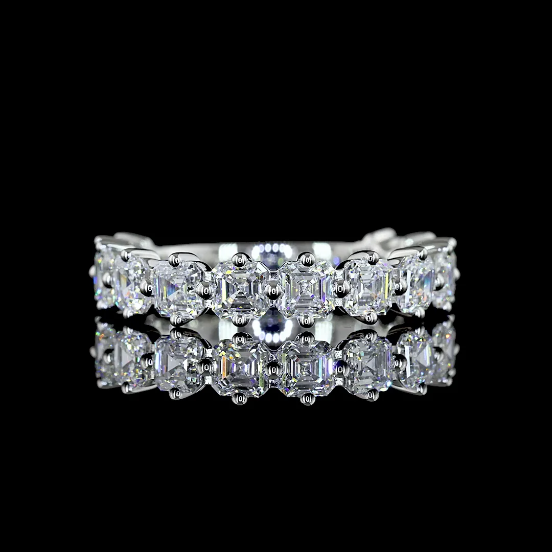 2.03 Cts Platinum Asscher Shape 3/4 Band Eternity Band - Video