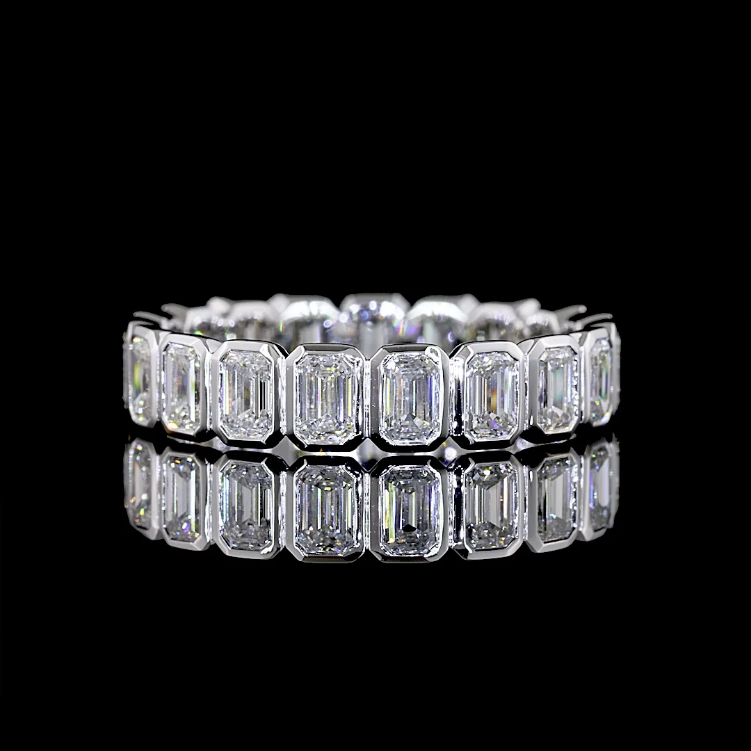 2.91 Cts 18k White Gold Emerald Shape Eternity Band Eternity Band - Video