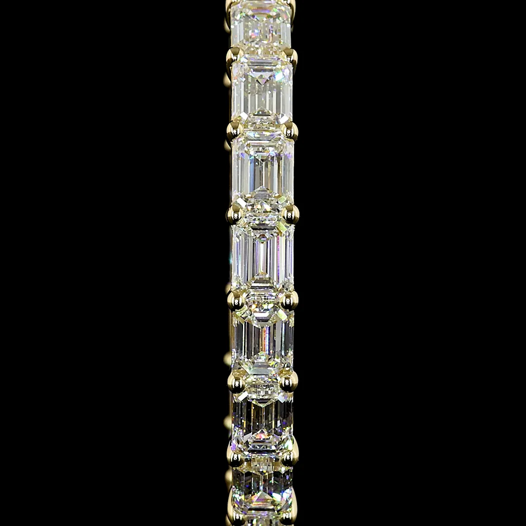 13.45 Cts 14k Yellow Gold Emerald Shape Hoops Earring - Image 3