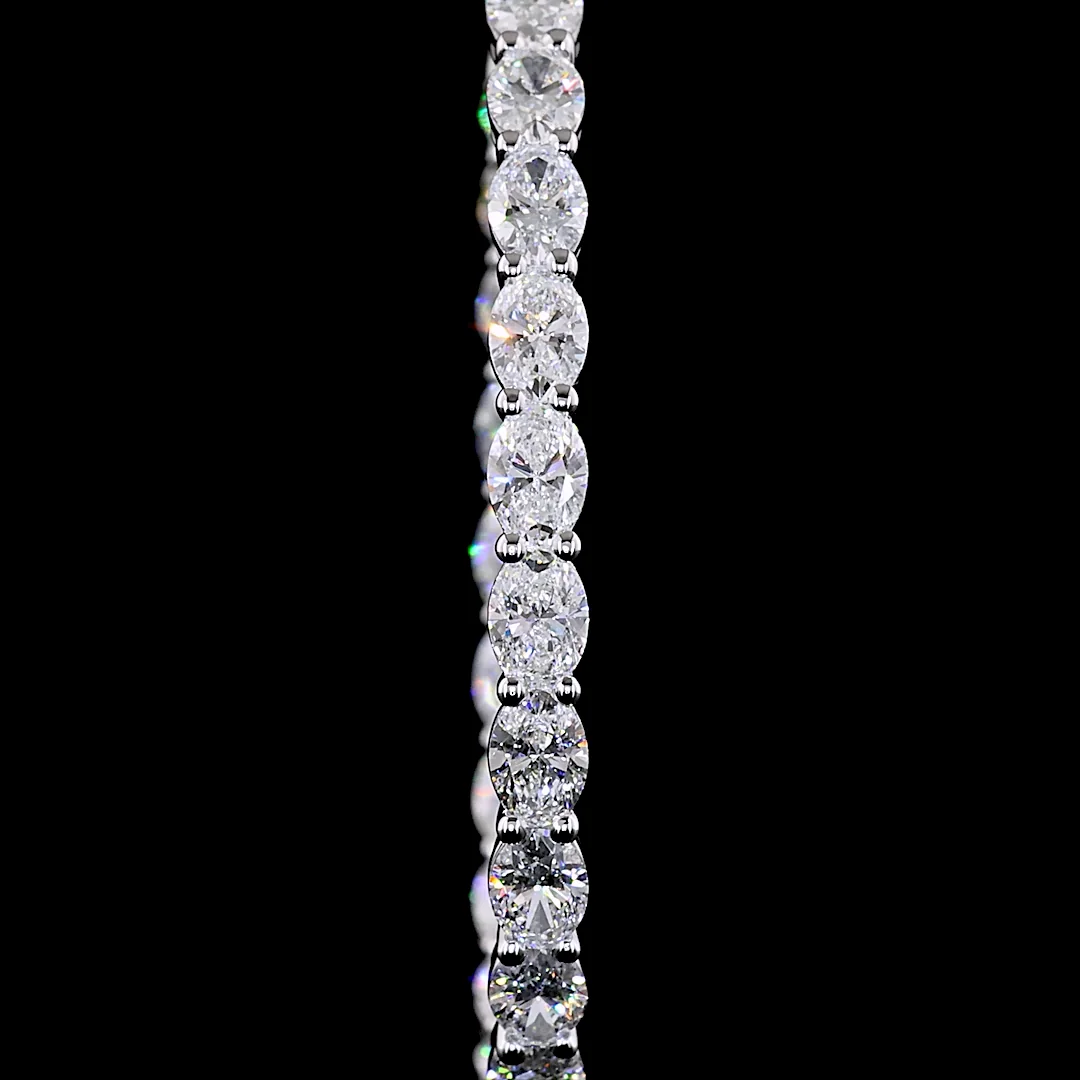 8.79 Cts 14k White Gold Oval Shape Hoops Earring - Image 3