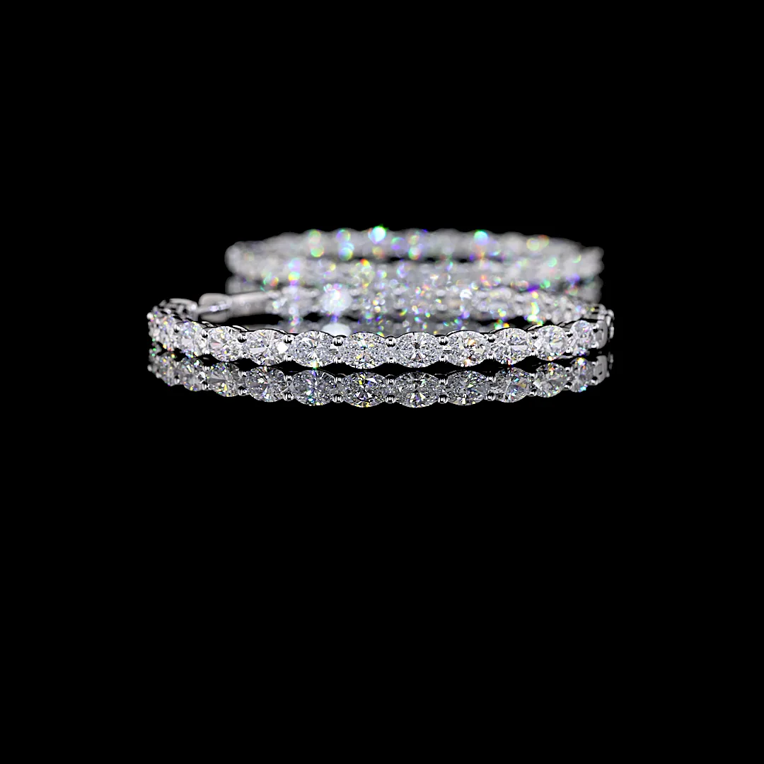 8.79 Cts 14k White Gold Oval Shape Hoops Earring - Image 4