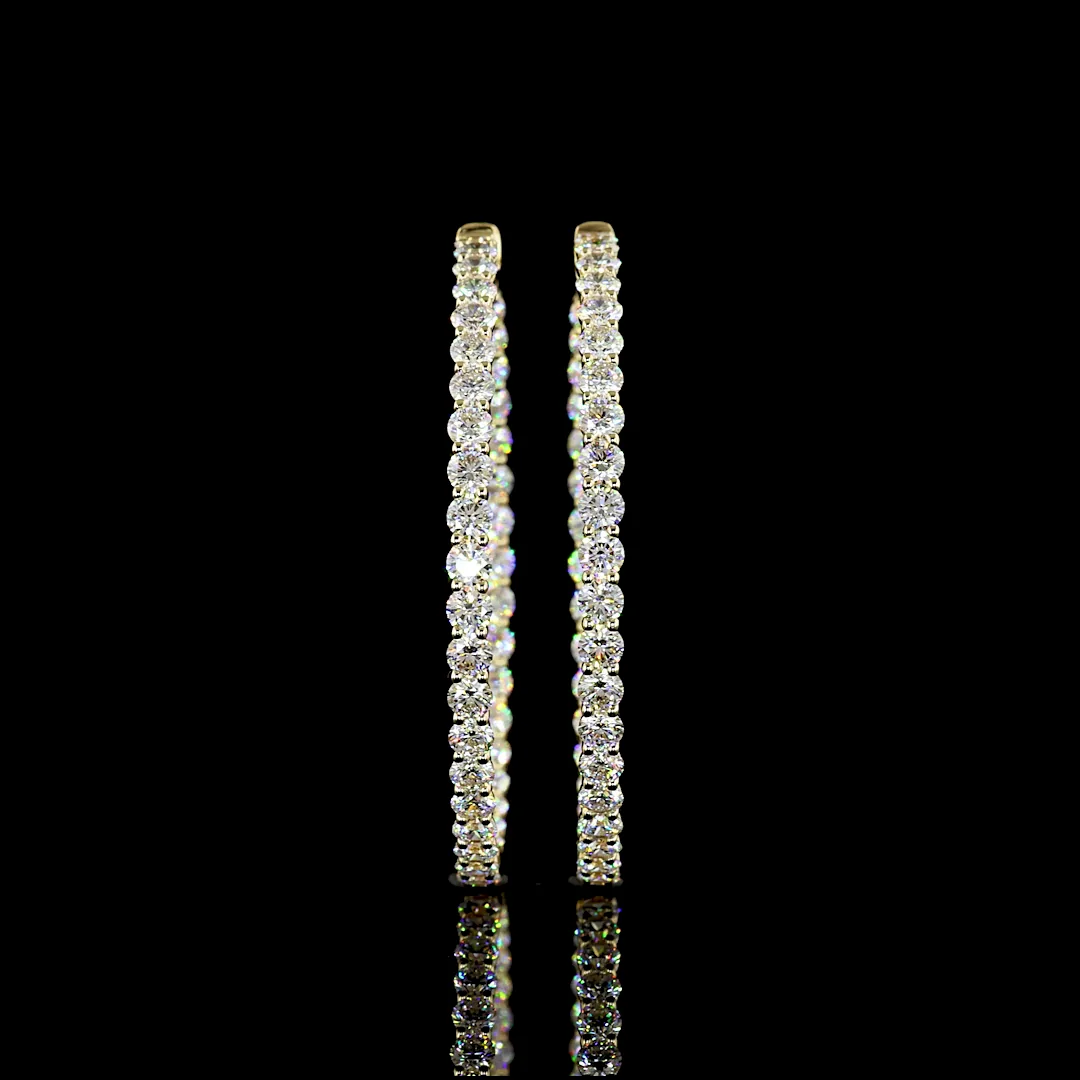 6.97 Cts 14k Yellow Gold Round Shape Hoops Earring - Video
