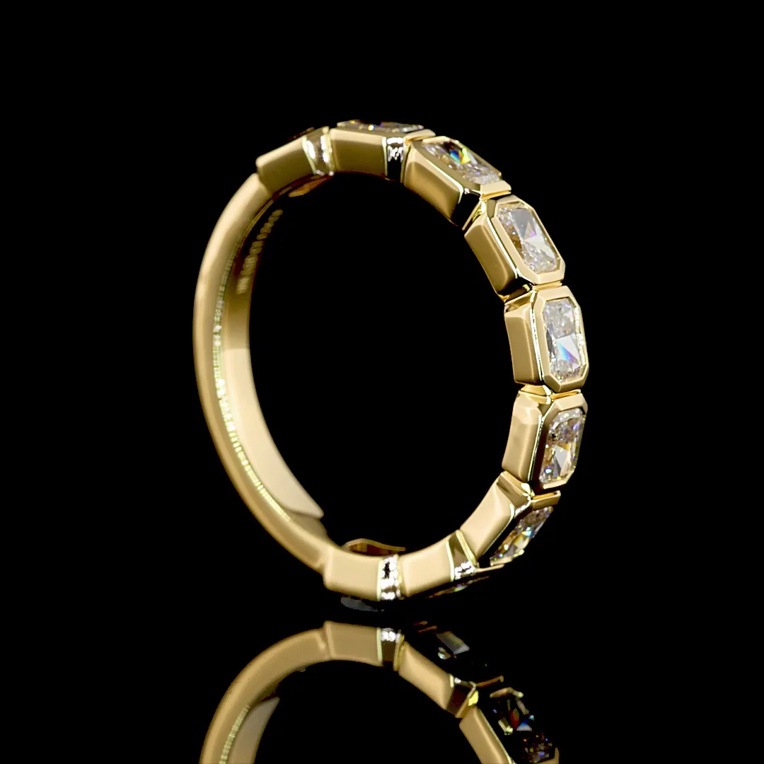 1.24 Cts 18k Yellow Gold Radiant Shape 3/4 Band Eternity Band - Image 2