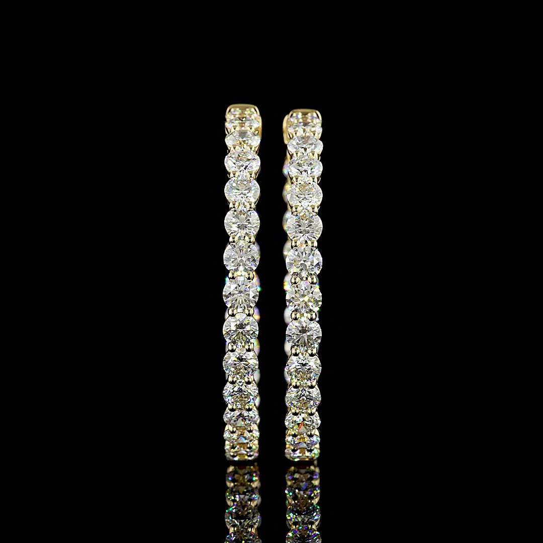 10.62 Cts 14k Yellow Gold Round Shape Hoops Earring - Video
