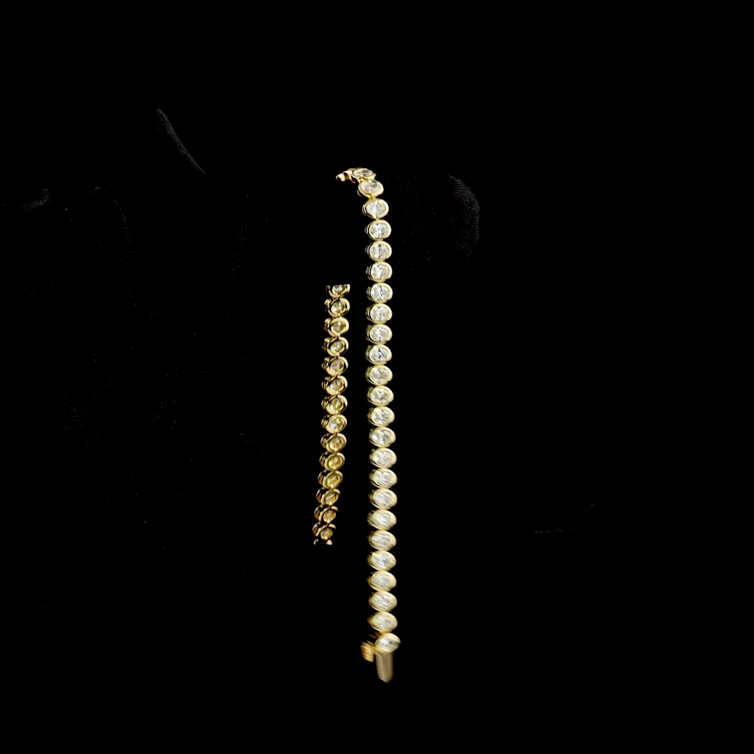 4.57 Cts 14k Yellow Gold Oval Shape Tennis Bracelet - Image 3