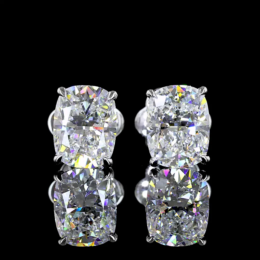 2.46 Cts 14k White Gold Cushion Brilliant Shape Studs Earring - Video